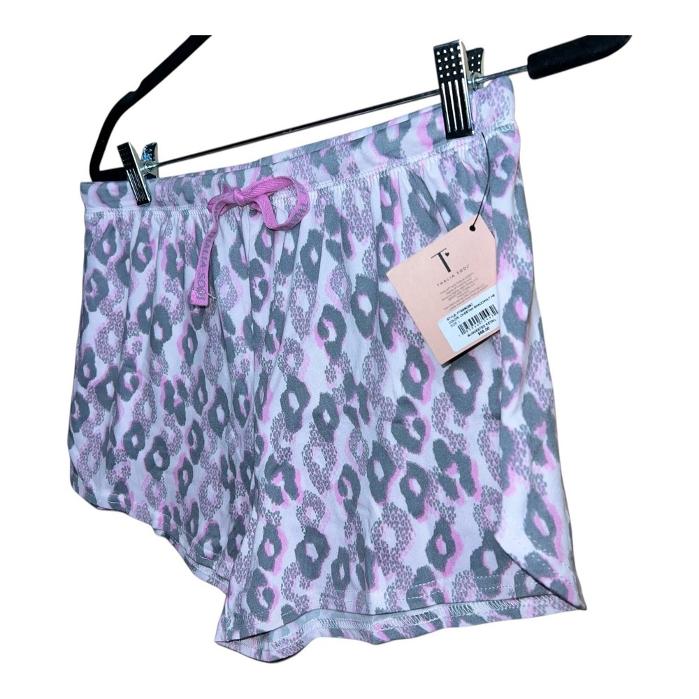 Thalia Sodi Women L/G Cheetah Shadow Lounge Pajama Shorts Pink‎ Gray Drawstring - Picture 2 of 7